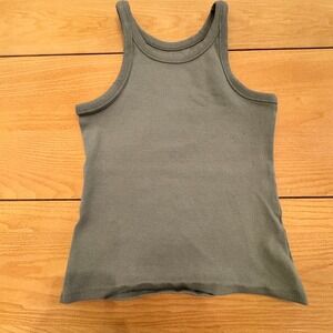 Ribbed Tank Top Womens Size S Sage Green Stretch Minimalist Summer Capsule